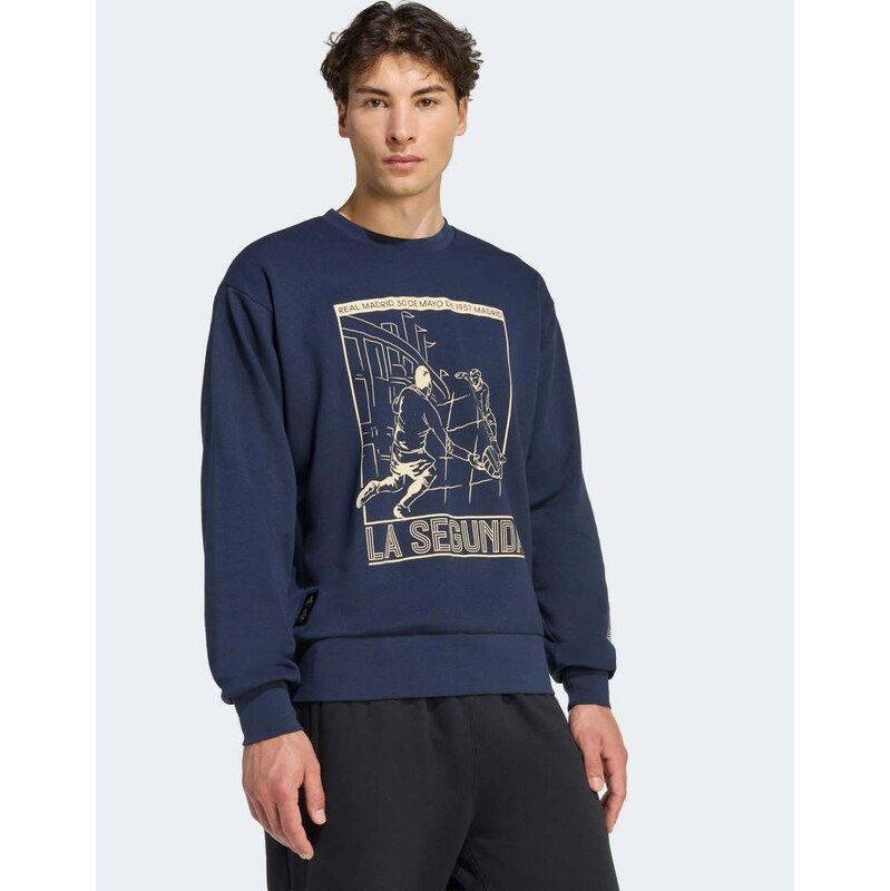 adidas performance Real madrid heritage crew sweat in legend ink