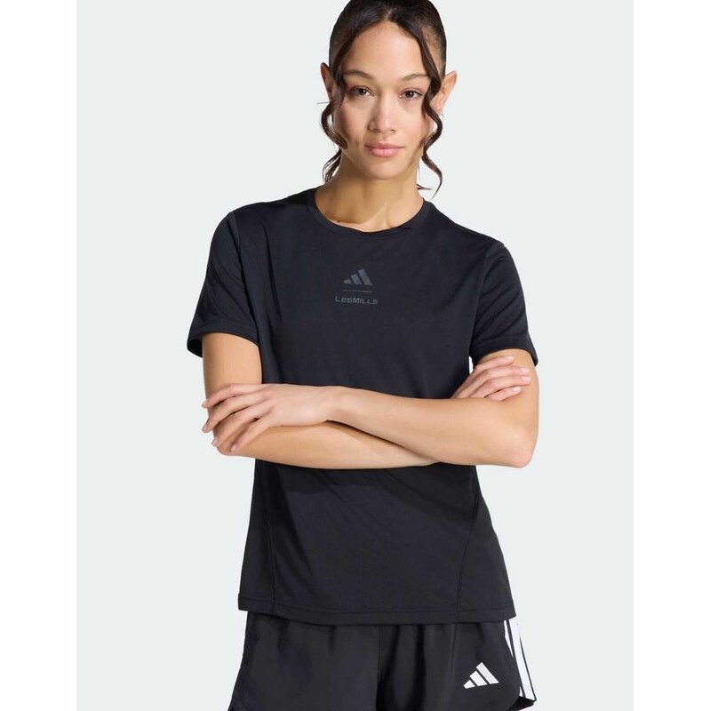 adidas performance Les mills graphic tee in black / grey six 115500568