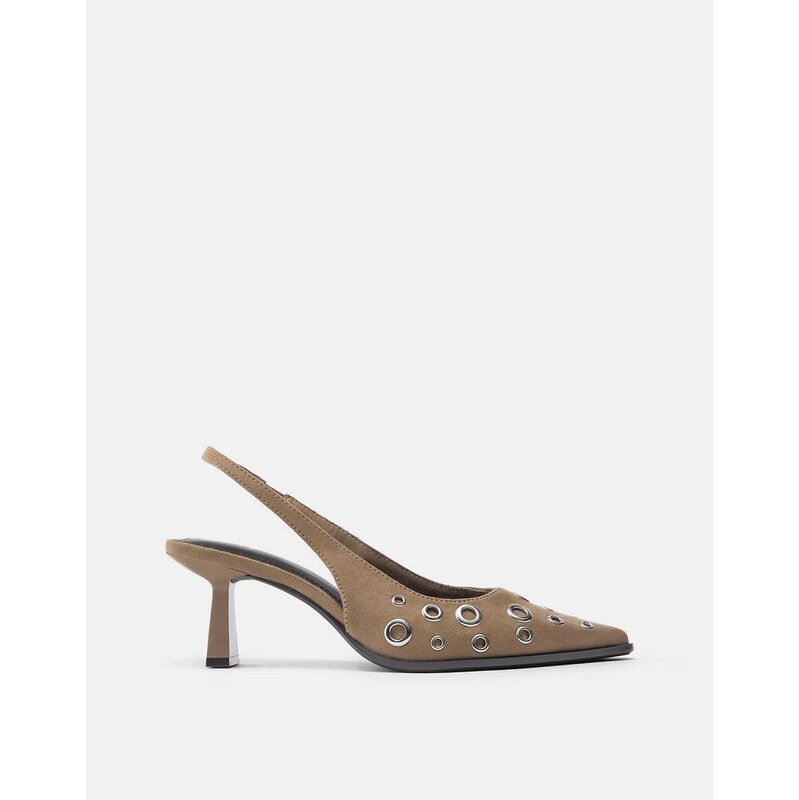 Pull&Bear Studded high-heel shoes in brown 113383792