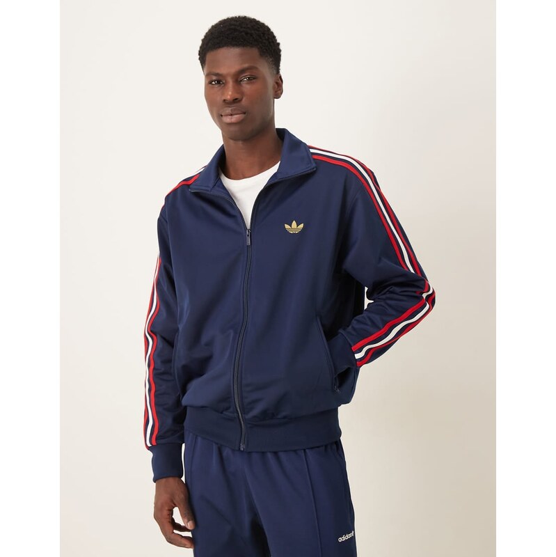 adidas Originals Firebird track top in navy and red-Purple