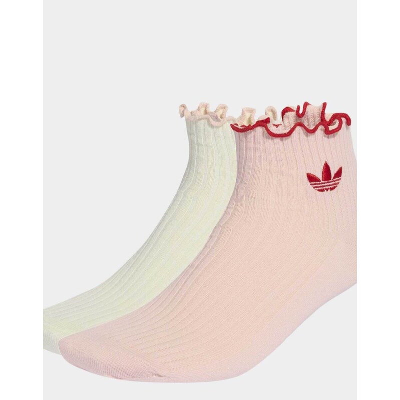 adidas Originals Ruffle socks 2 pairs in cream white and sandy pink 115496498