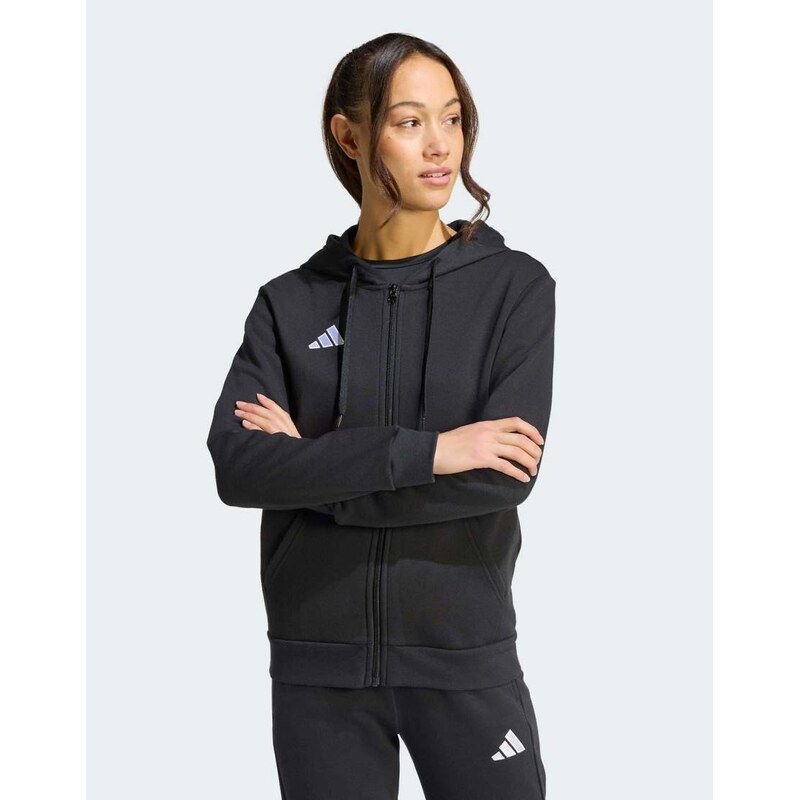 adidas performance Entrada26 full zip hoodie in black / white 115506473