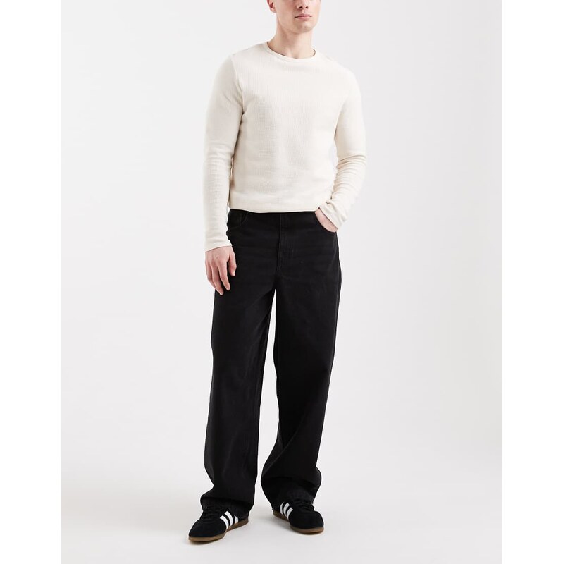 ASOS DESIGN loose straight jeans in washed black