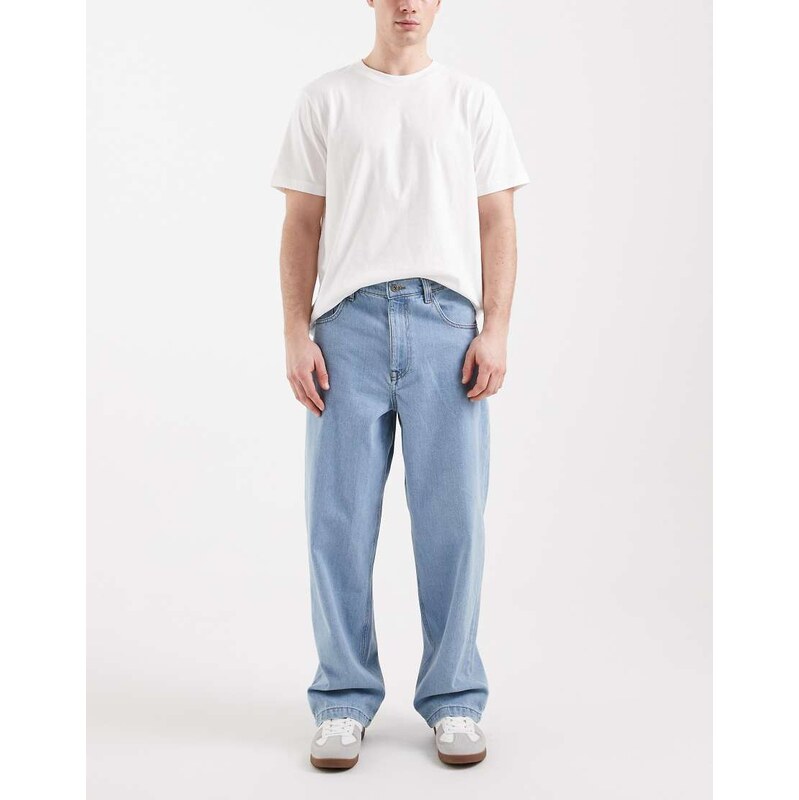 ASOS DESIGN loose straight jeans in light washed blue