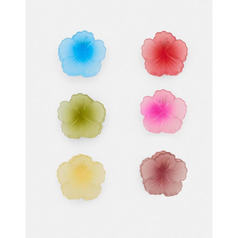 Pull&Bear 6-pack of hibiscus hair clips in pink 113383790