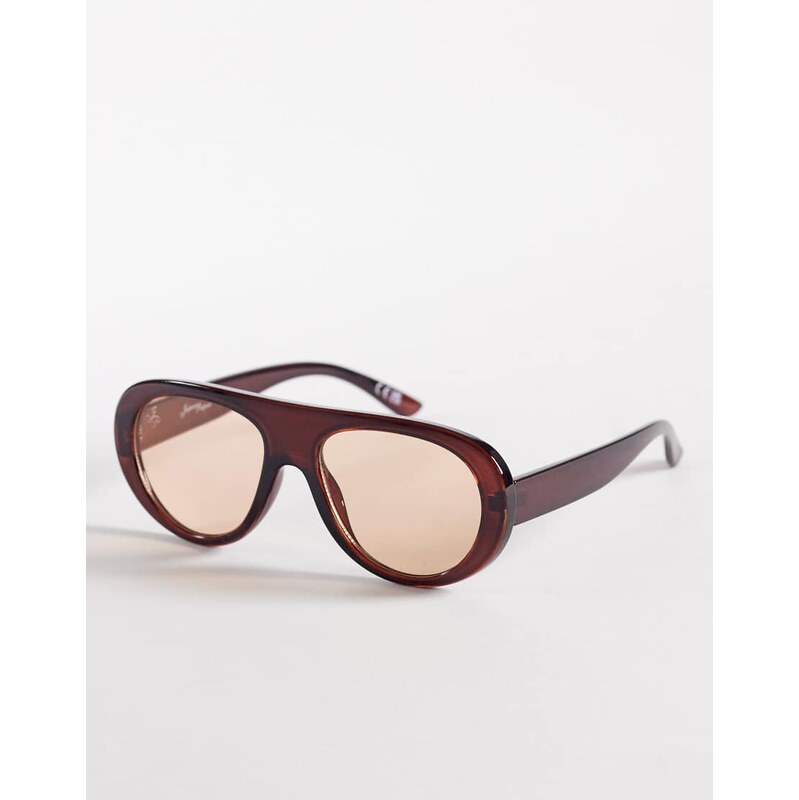 Jeepers Peepers flat top round sunglasses in brown