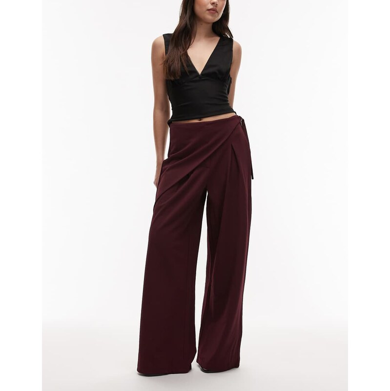 ASOS DESIGN slinky twill tailored wide leg trouser with skirt