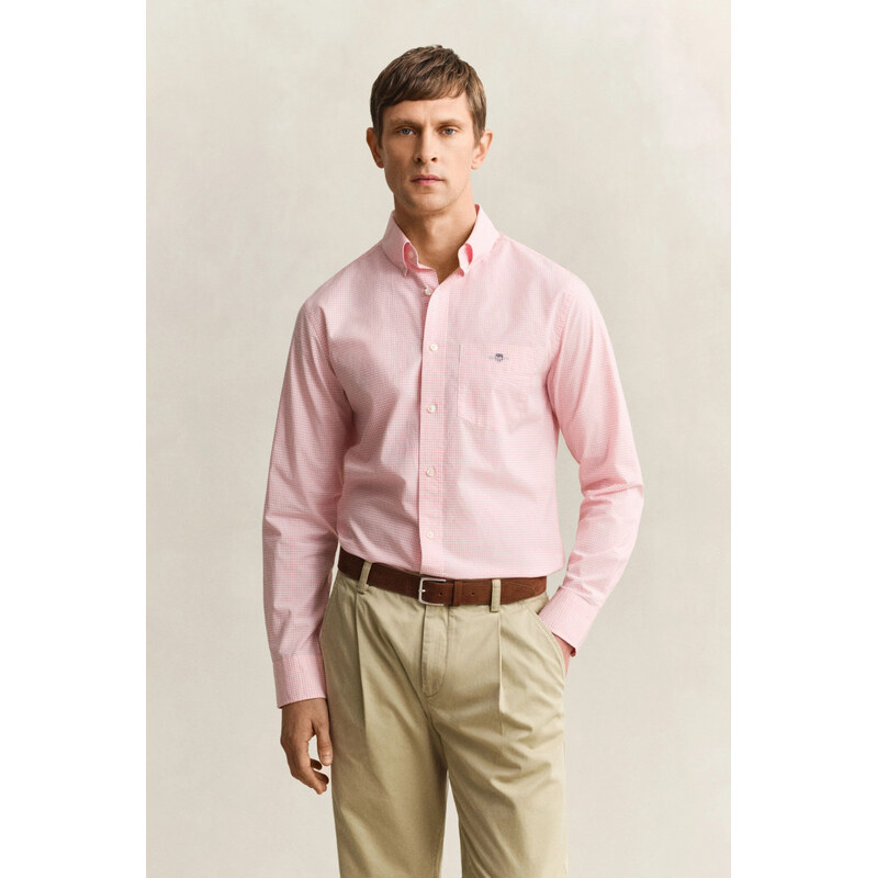 KOŠILE GANT REG CLASSIC POPLIN GINGHAM SHIRT WASHED PINK