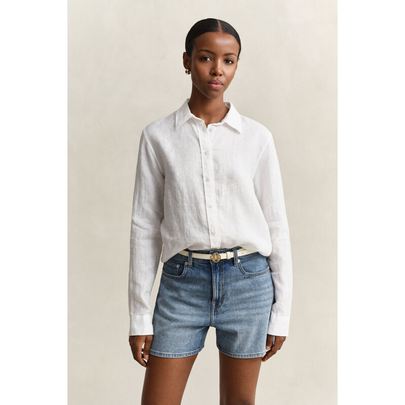KOŠILE GANT REG LINEN LS SHIRT WHITE