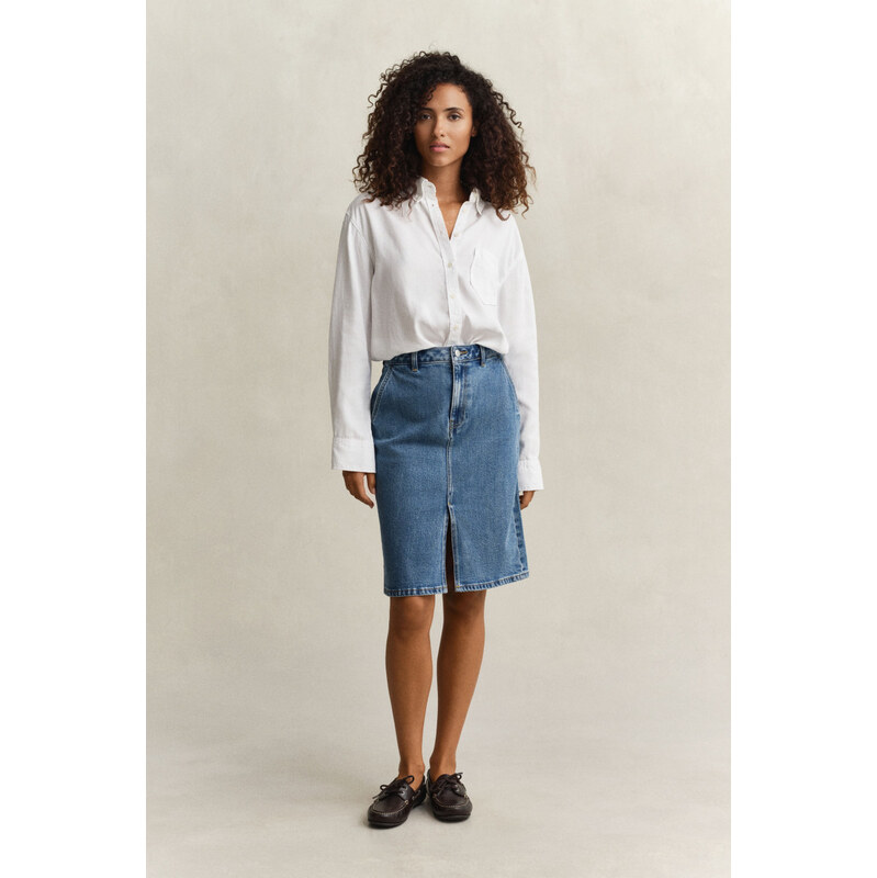 SUKNĚ GANT DENIM PENCIL SKIRT MID BLUE 115740065