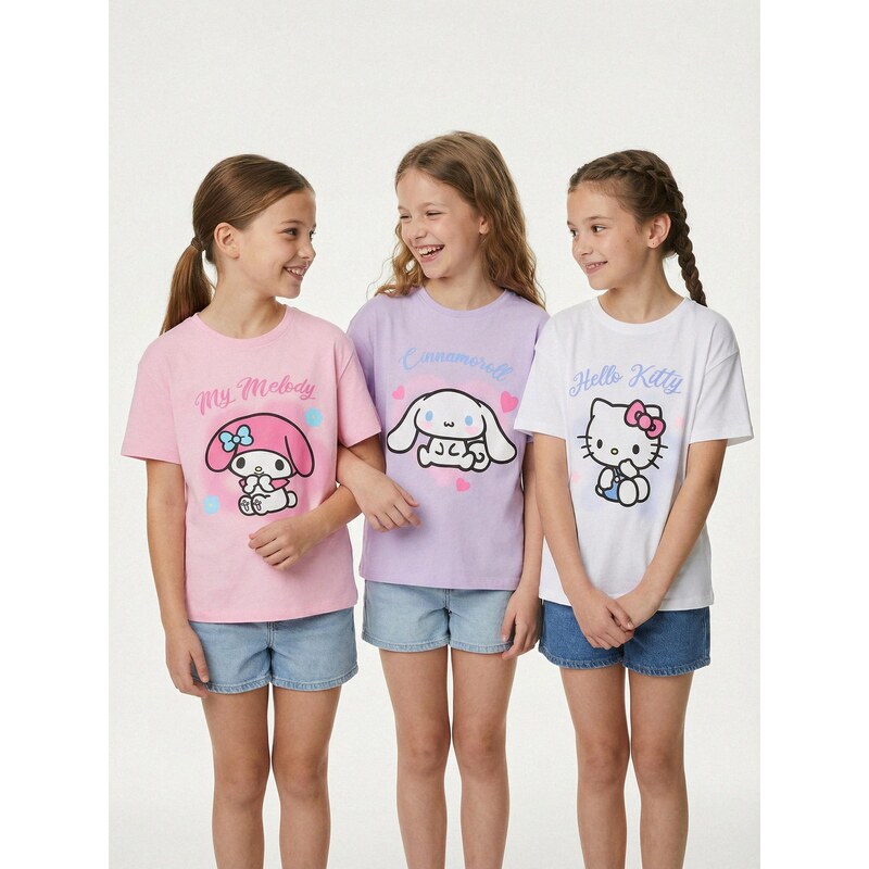 Sinsay - Bavlněná trička 3 pack Hello Kitty - bílá