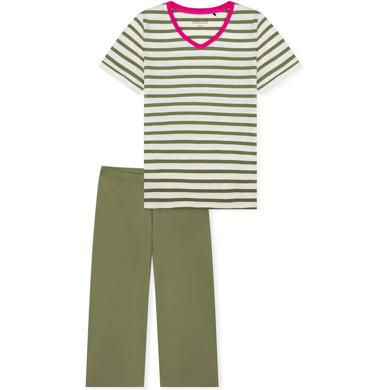 SCHIESSER Pyžamo  Casual Essentials  khaki / offwhite