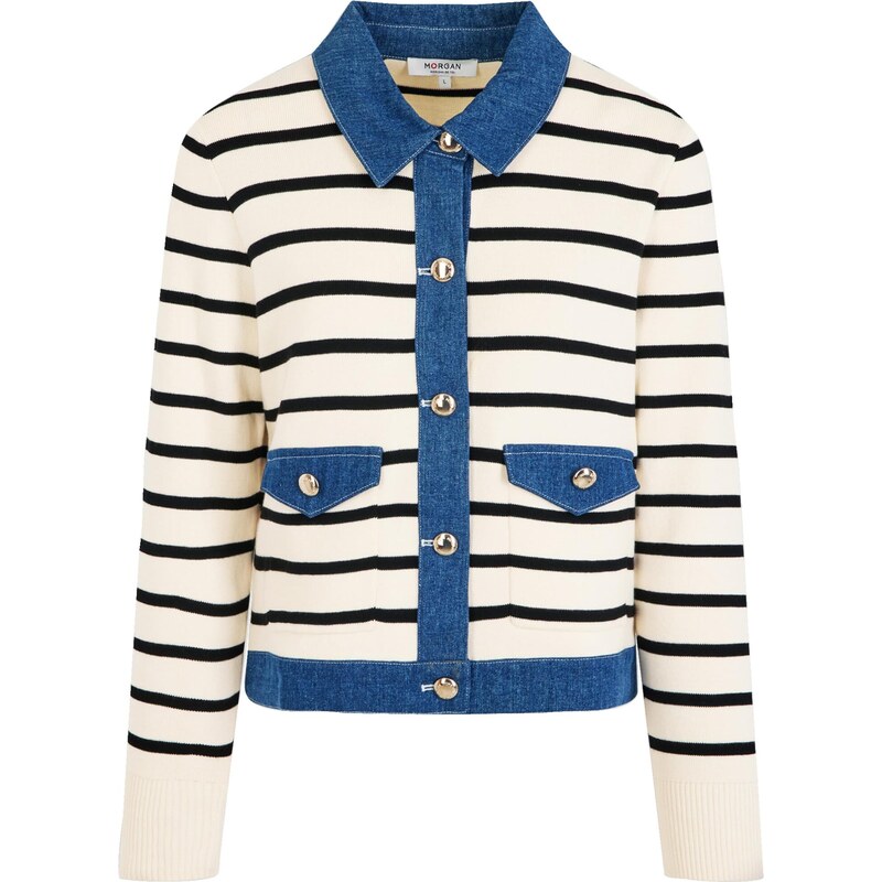 Morgan Kardigan marine modrá / modrá džínovina / offwhite