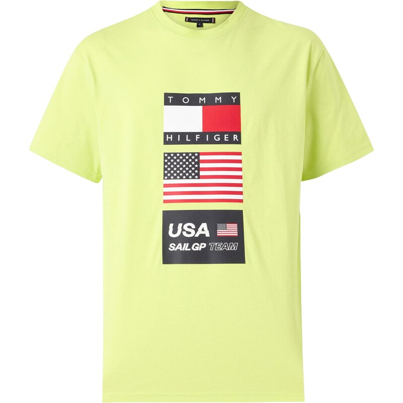 TOMMY HILFIGER Tričko SAILGP SAILING světle zelená / červená /