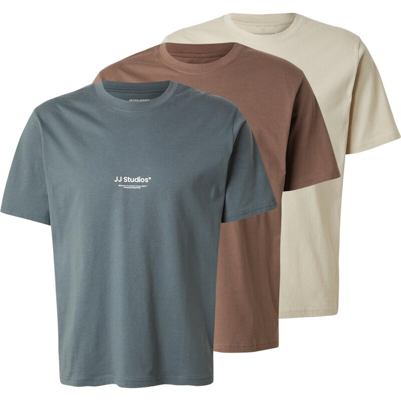 JACK & JONES Tričko JJESOHO hnědá / černá / bílá