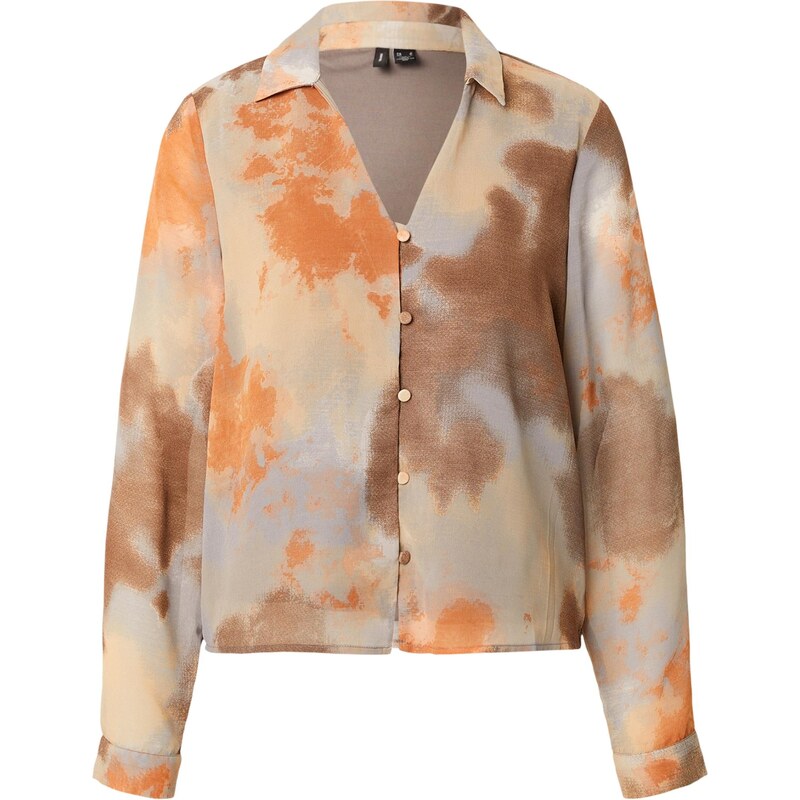 VERO MODA Halenka VMHOLLY hnědá / šedá / oranžová