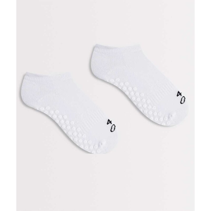 4505 2 pack pilates grip ankle sock in white 115518122
