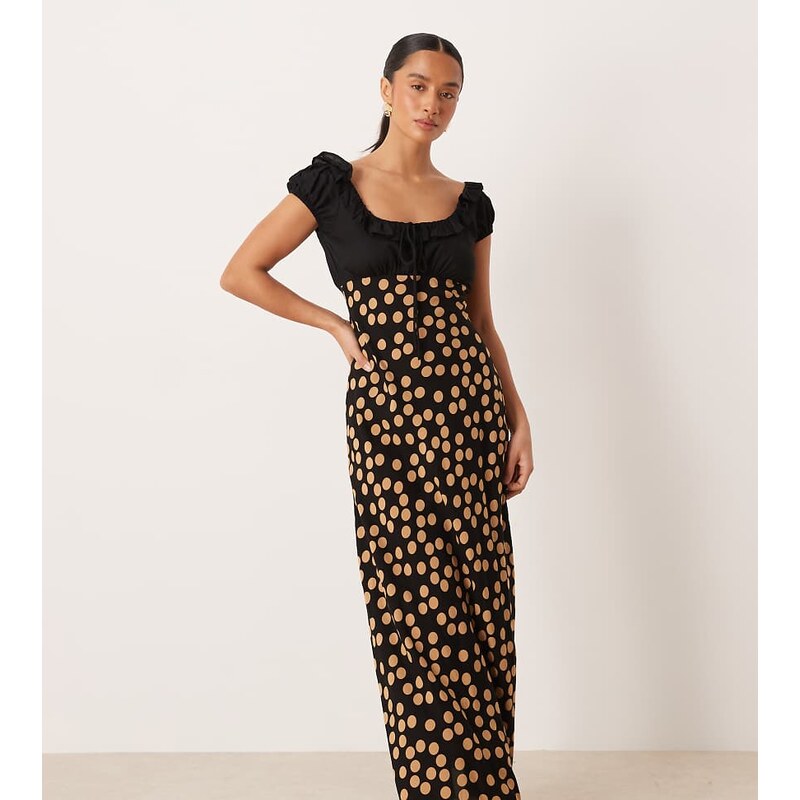 ASOS Petite ASOS DESIGN Petite scoop neck maxi dress with frill and 113436340