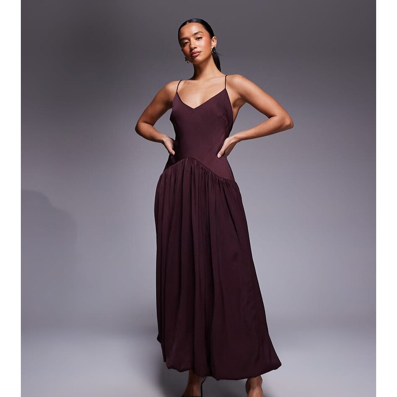 ASOS Petite ASOS DESIGN Petite bias cut midaxi dress with bubble skirt 113435160