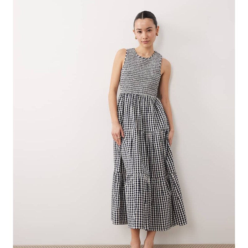Nobodys Child Petite Charlie midaxi dress in blue check