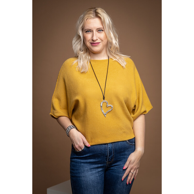 Italy fashion Oversize svetr BRIDGET Barva: hořčicová, Velikost: