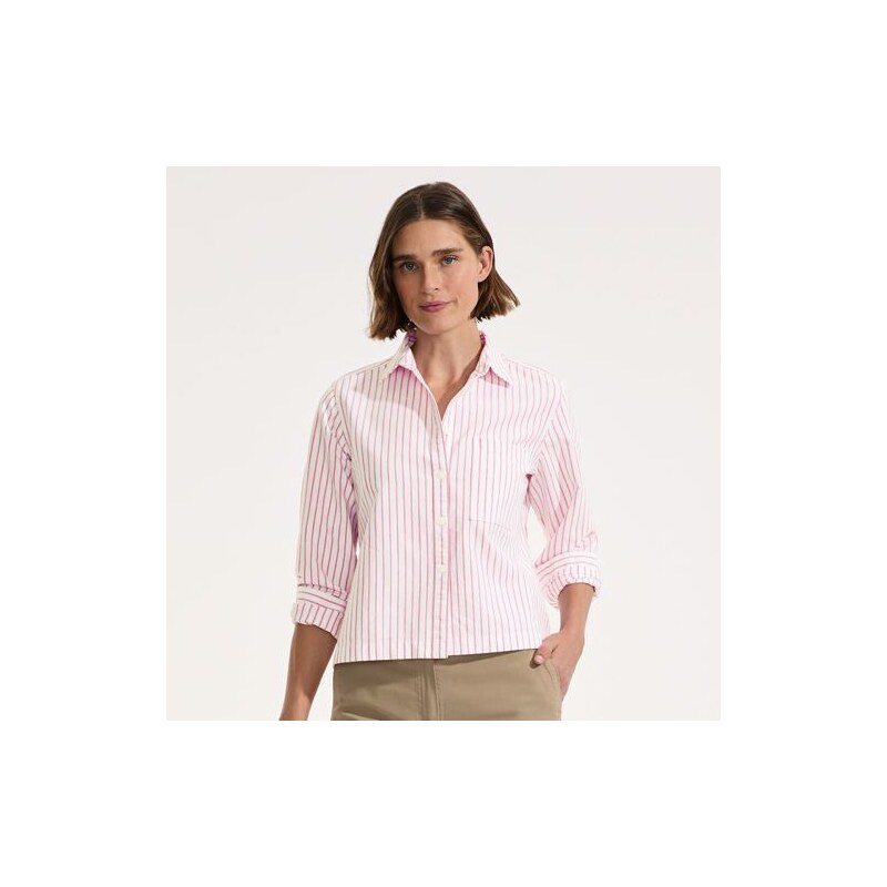 Oxford Cropped Shirt with Step Hem, Women, size: XL, regular,