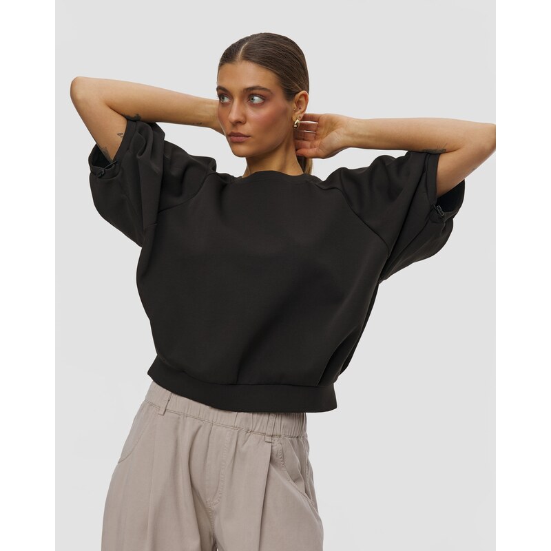 Černá Oversize Mikina Se Zkrácenými Rukávy Deha 113462800