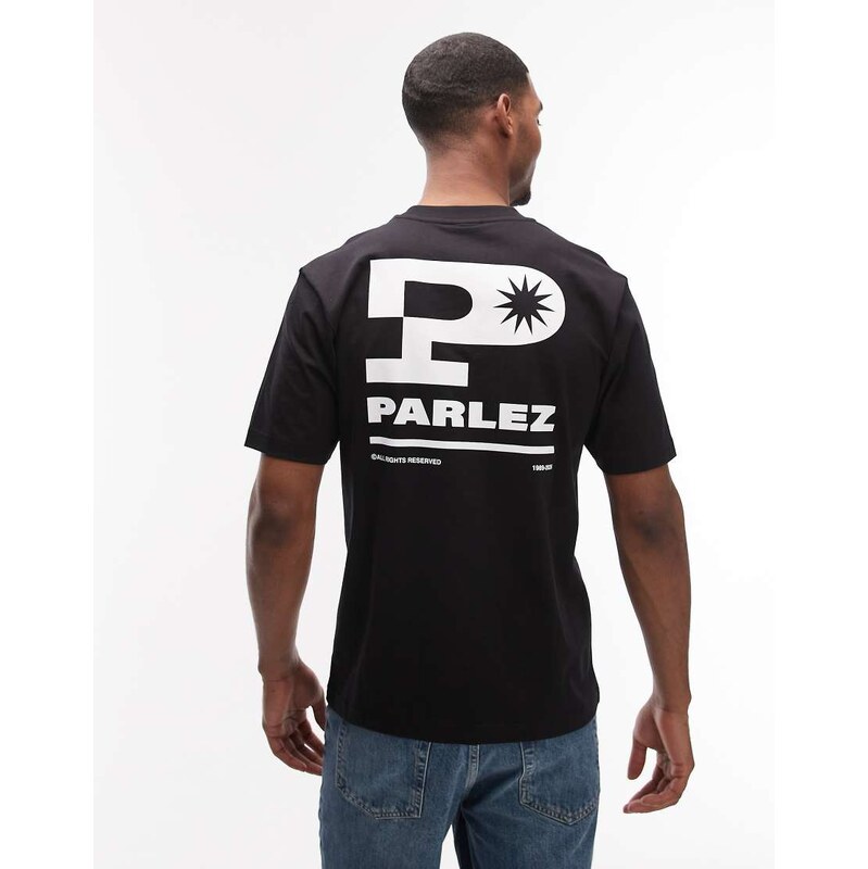 Parlez complex t-shirt with back print graphic in black
