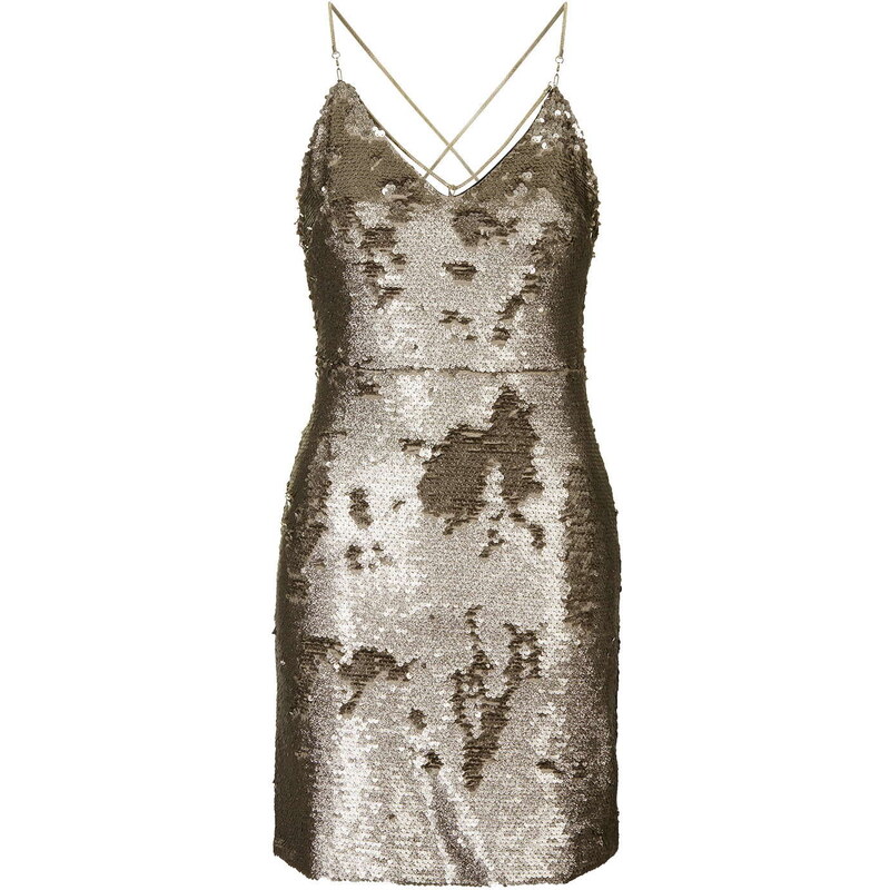 Topshop Brushed Bronzed Sequin Dress