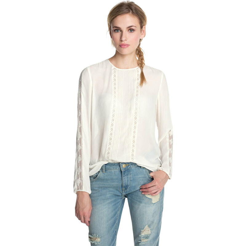 Esprit crepe blouse with crocheted lace