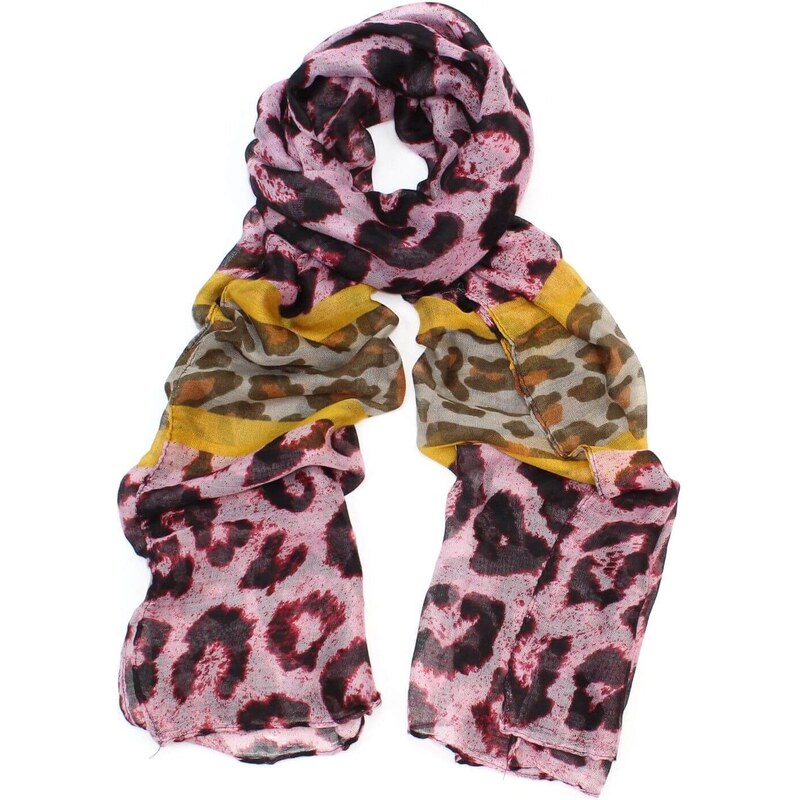 POPPY ACCESSORIES Poppy růžový dámský maxi šátek Leopard 3206