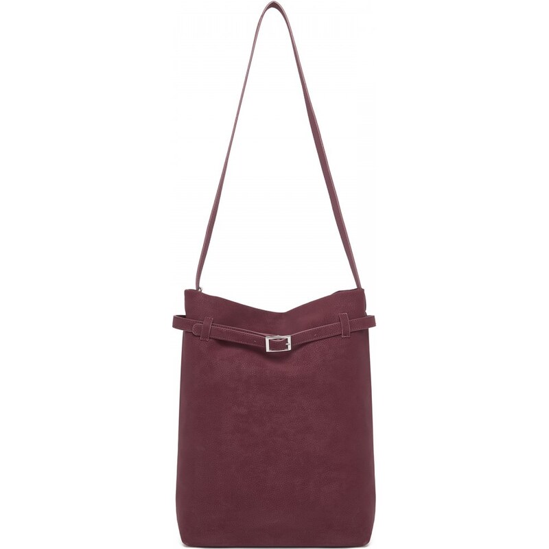 MISS LULU Velká crossbody kabelka vínová minimalistická