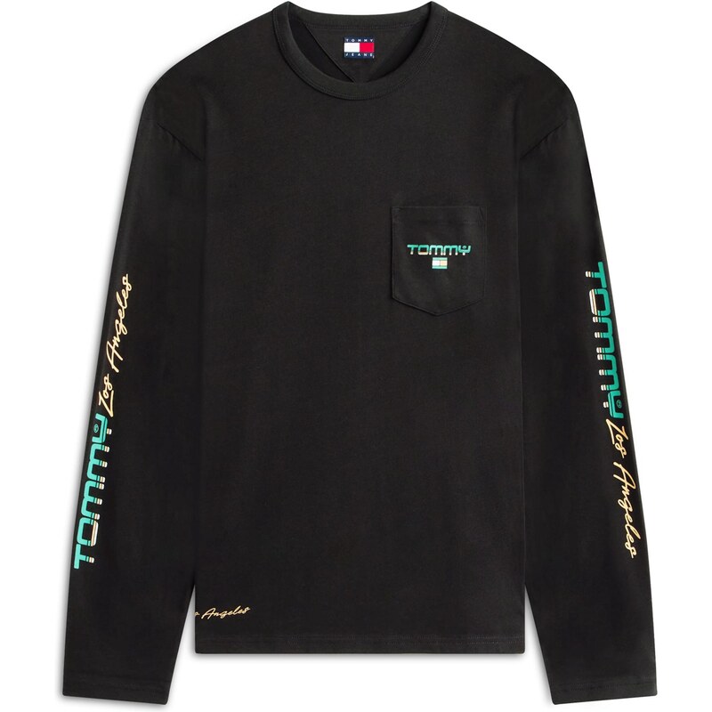 Tommy Jeans Tričko LA zelená / meruňková / černá / bílá