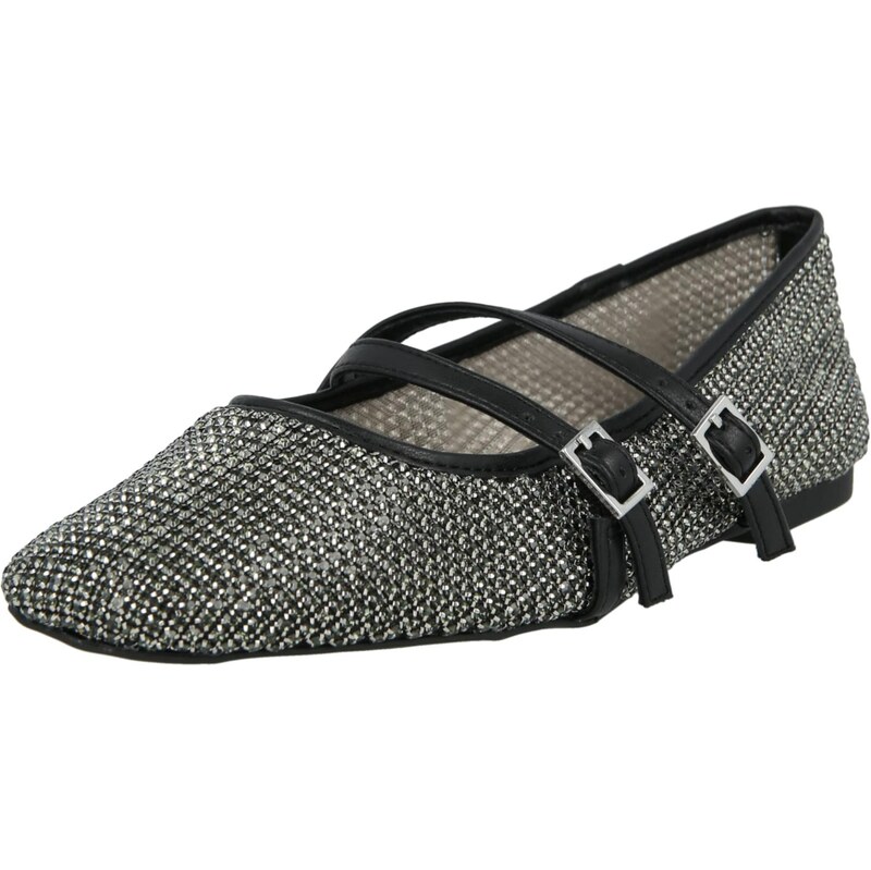 STEVE MADDEN Baleríny s řemínky Watchlist černá / stříbrná