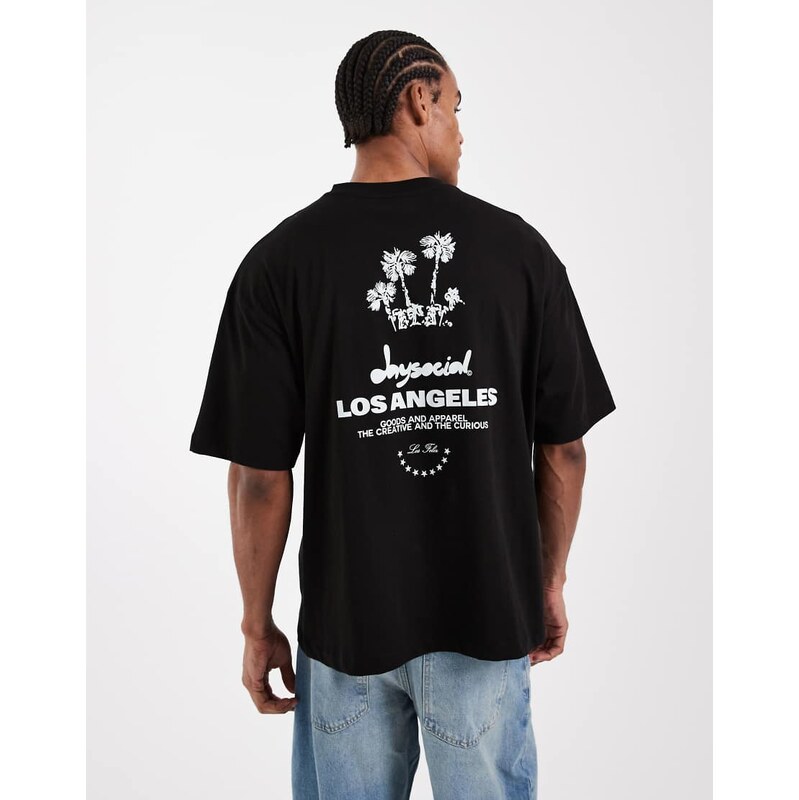 ASOS DESIGN oversized t-shirt with floral print in black