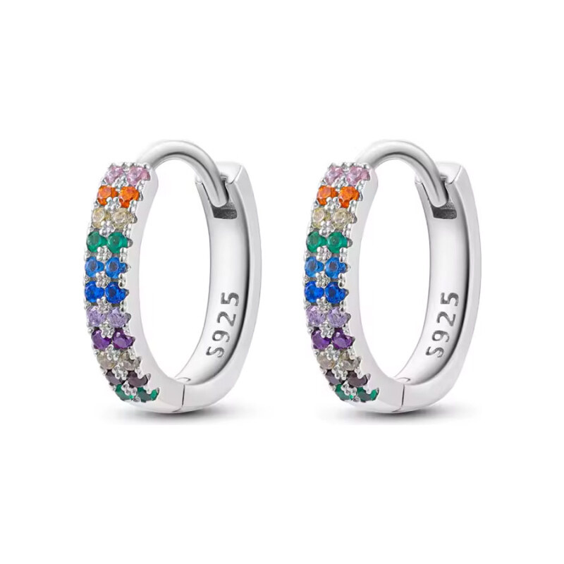GRACE Silver Jewellery Stříbrné duhové náušnice s barevnými zirkony - 113412010