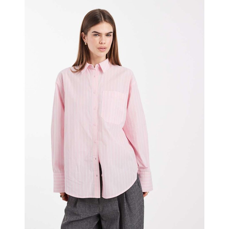 ASOS DESIGN classic cotton shirt in pink stripe