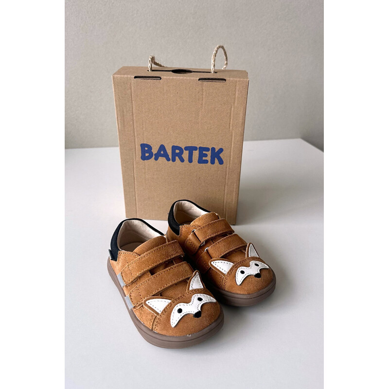 Bartek S.A. Kožené polobotky Barefoot dětské s motivem lišky