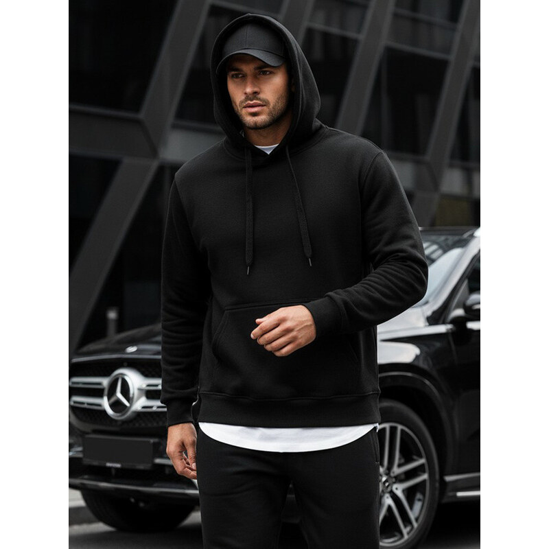 FashionStreet Pánská mikina s kapucí černá BX2028
