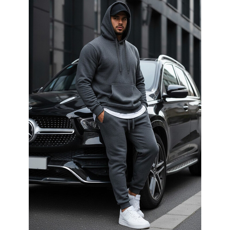 FashionStreet Pánská mikina s kapucí antracitová BX2085