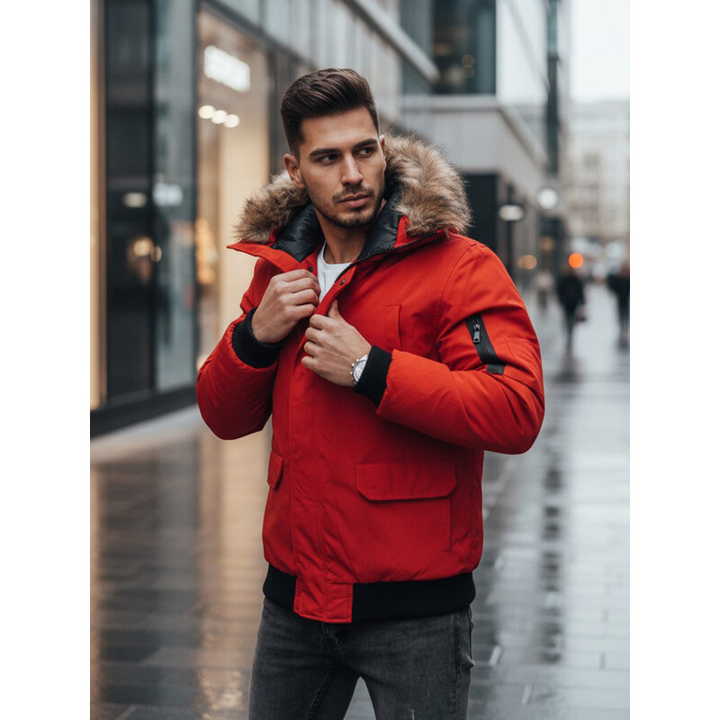 FashionStreet červená pánská zimní bunda TX2875