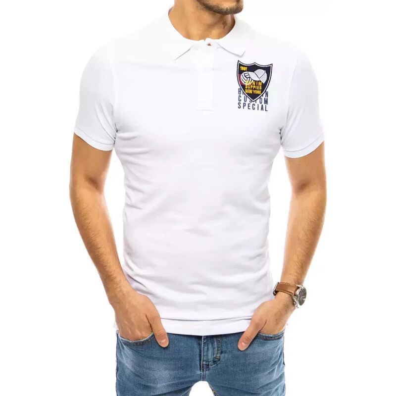 FashionStreet bílá vyšívaná polokošile PX0392