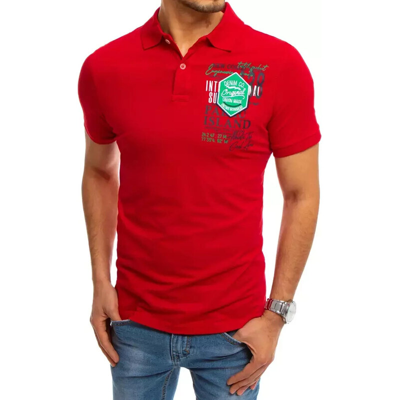 FashionStreet červené polo tričko s potiskem PX0367