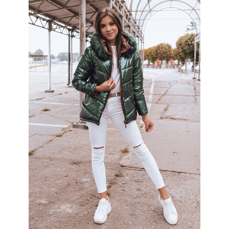 Dámská prošívaná zimní bunda zelená Dstreet model 21963924 -