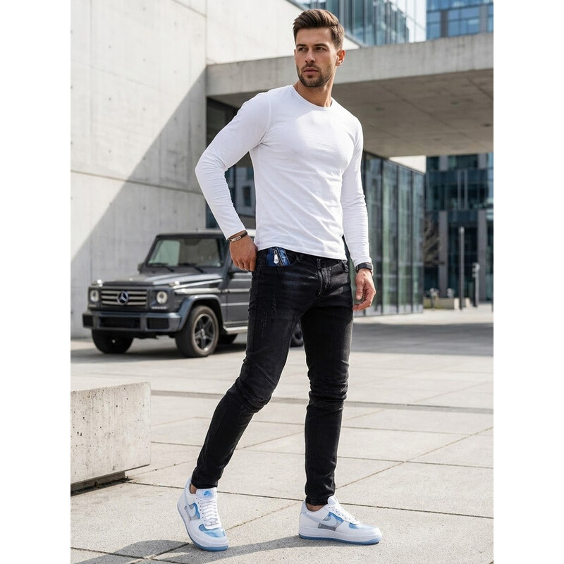 Pánské černé kalhoty FashionStreet UX3800