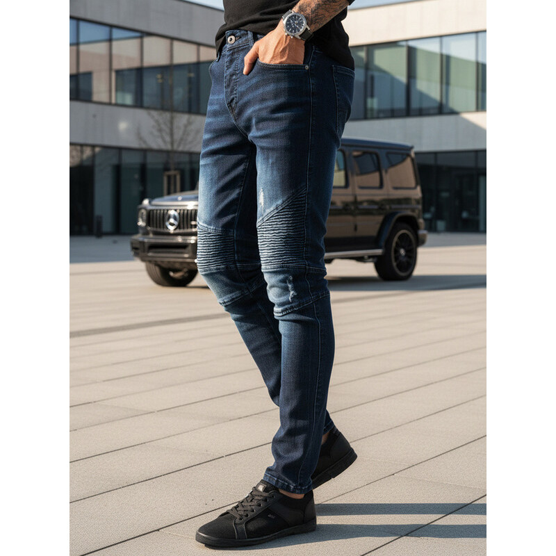 Modré pánské kalhoty FashionStreet UX3804
