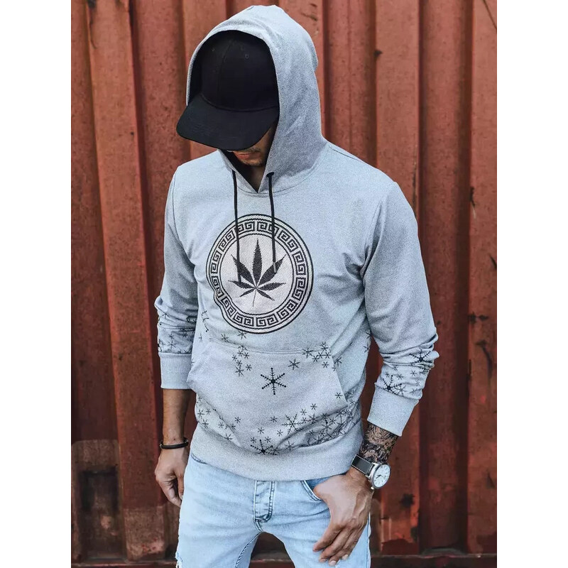 Pánská šedá mikina s potiskem FashionStreet BX5327