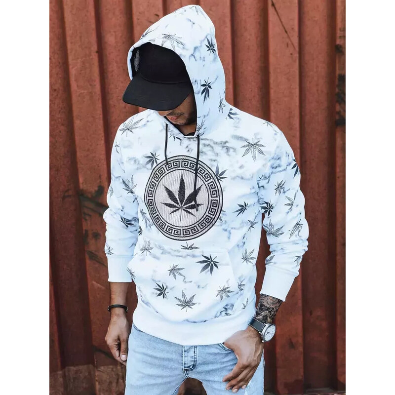 Pánská bílá mikina s potiskem FashionStreet BX5323