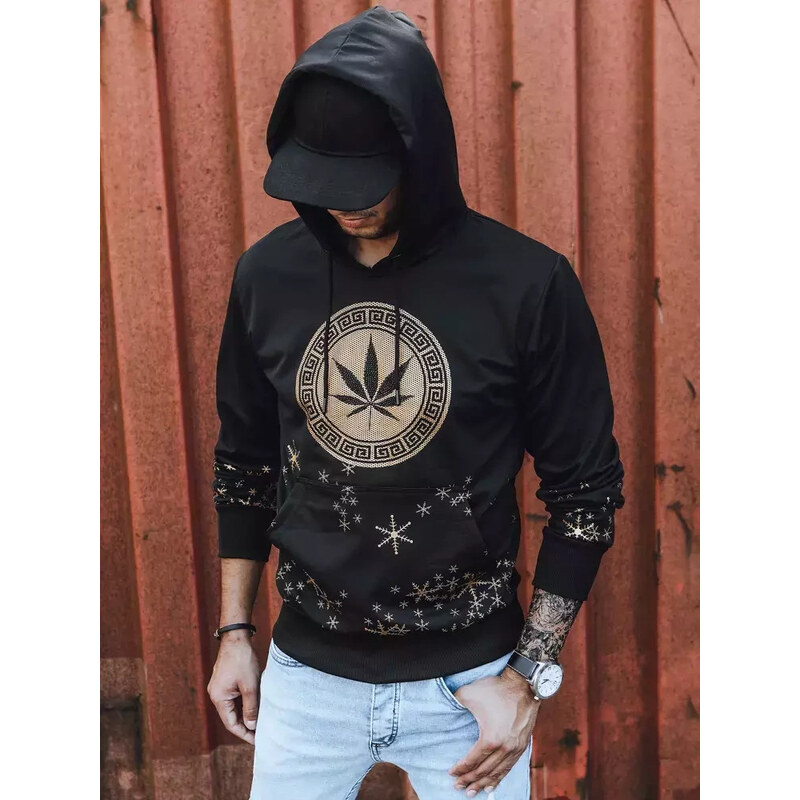 Pánská mikina s potiskem černá FashionStreet BX5325