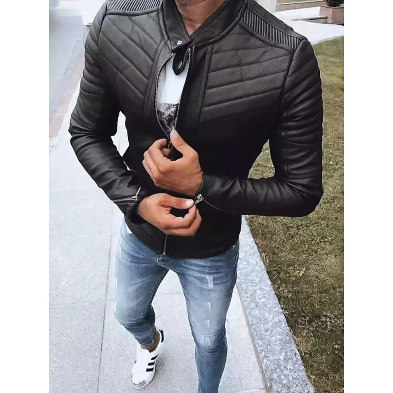 Pánská kožená bunda černá FashionStreet TX4243